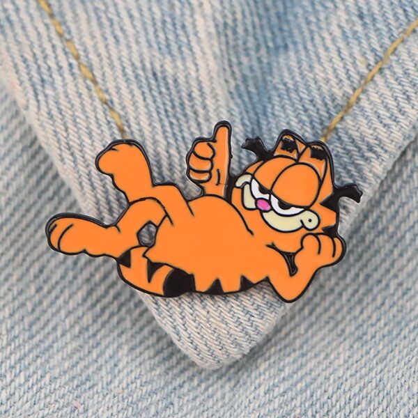 Garfield Enamel Pin Worn