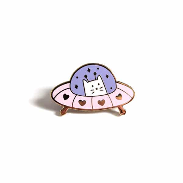 Cute Cat UFO Enamel Pin