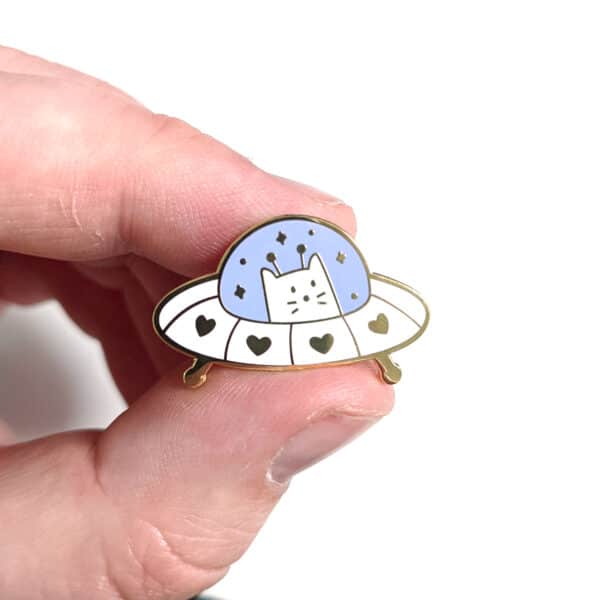 Cute Cat UFO Enamel Pin