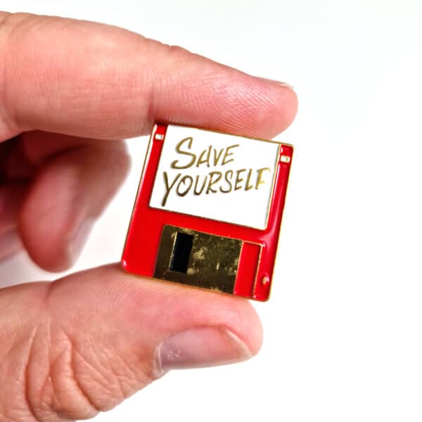 Save Yourself Floppy Disk Enamel Pin