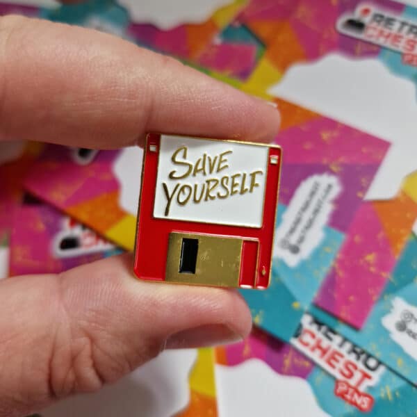 Save Yourself Floppy Disk Enamel Pin